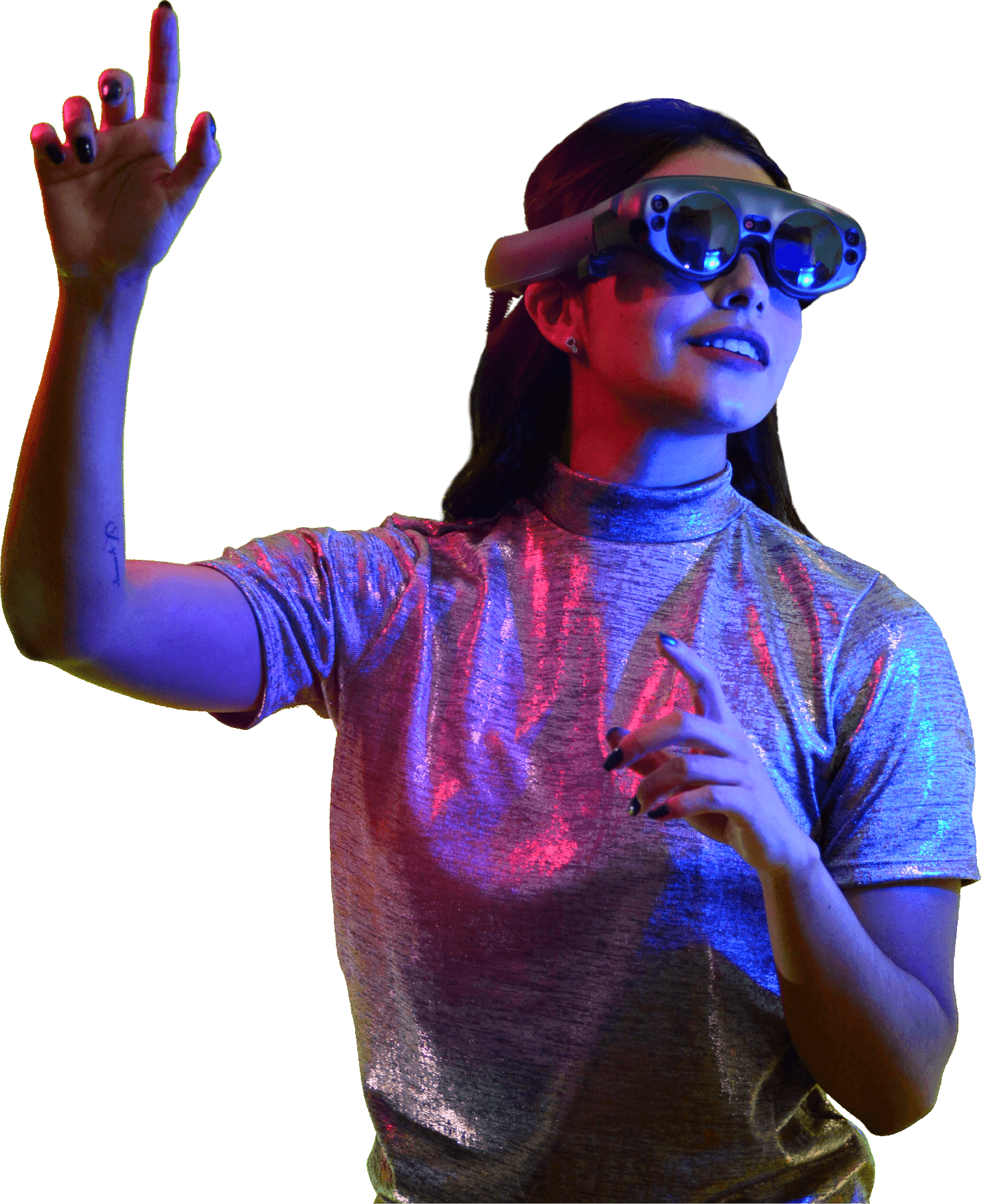 A woman with VR glasses